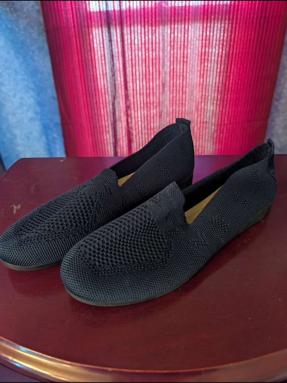 Navy Blue Canvas Embroidered Top Slip On women's Shoes Nwot 5.5/6 Flats - Picture 1 of 1